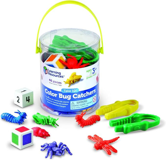 Learning Resources Take 10! Color Bug Catchers, Fine Motor Skills, For 2-4 Players, Ages 3+