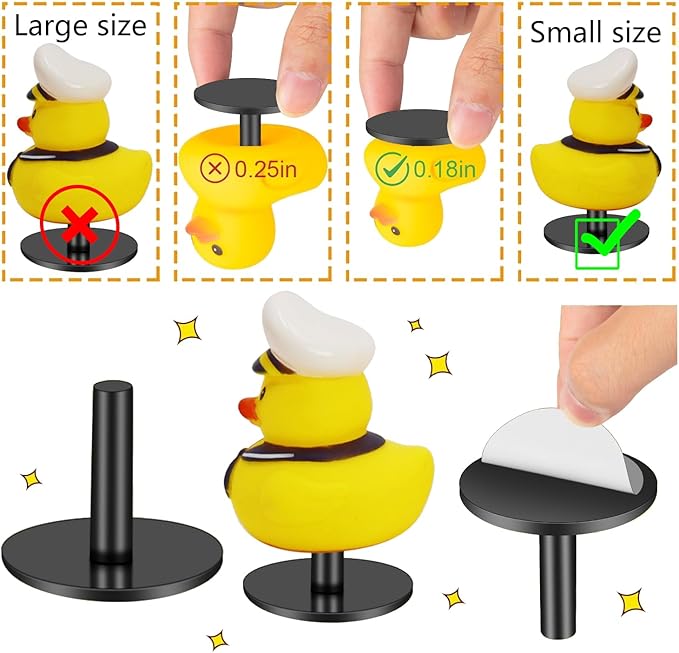12 Pcs Duck Plug Set - Rubber Duck Mount Holder for Car Dashboard and Display Fixing, Animal Themed Self Adhesive Plastic Holder Bracket for Car Lover Gift (Rubber Ducks Not Included)