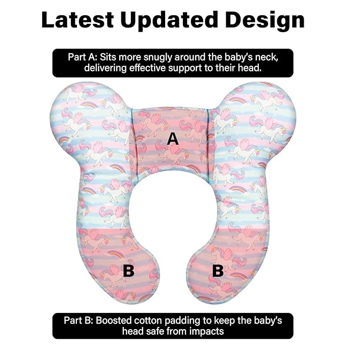 Baby Neck Pillow - Upgraded Baby Support Travel Head Pillow, Portable Headrest for Toddlers & Children for Car Rides, Planes, Road Trips (A5)