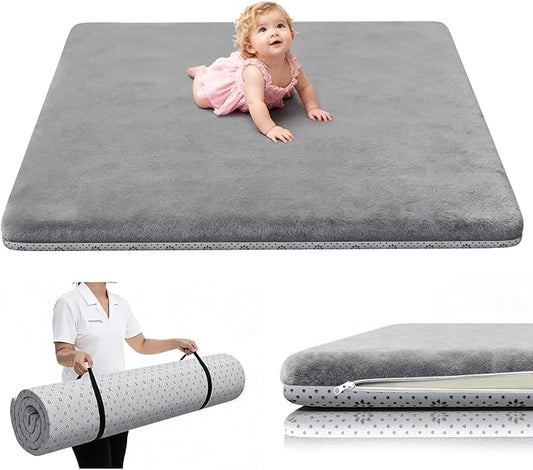 Yozoia Baby Play Mat 50 x 50, Thick Baby Play Mat for Floor, Ultra Soft Playpen Mat, Machine Washable Tummy Time Foam, Non-Slip Bottom Helps Cushion, for Kids, Infant and Toddler Crawling