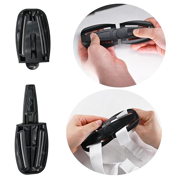 2 Pack Universal Baby Seat Chest Harness Clip Buckle and Child Seat Chest Harness Clip Replacement for Kids Trend Adjustable Guard, Black