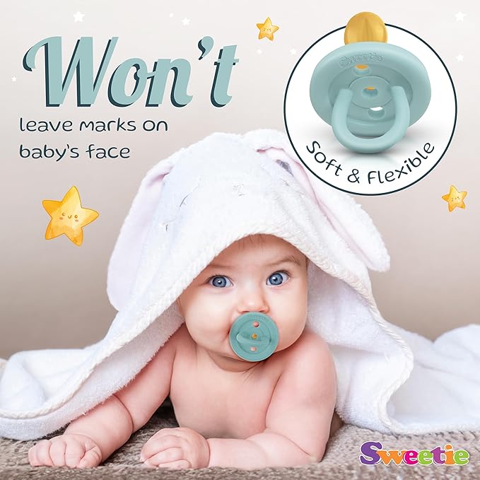 SWEETIE Rubber Pacifier Natural Rubber Pacifier Rounded Turquoise Medium 6-12 Month