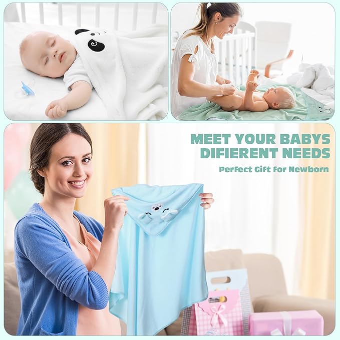 SmoothNovelty 6 Pack Baby Hooded Towels Infants and Toddlers Coral Fleece Baby Bath Towels 31.5 x 31.5 Inch Absorbent Cute Soft Newborn Bath Essentials Gifts for Boys & Girls(Multicolor,Cute)
