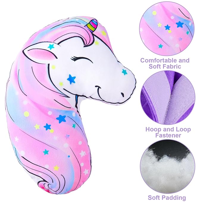 FIODAY Seat Belt Cover Pad for Kids Unicorn Seatbelt Pillow Soft Seat Belt Cover Car Pillow Toddler Travel Seat Strap Pad Neck Support for Girls Boys, Pink