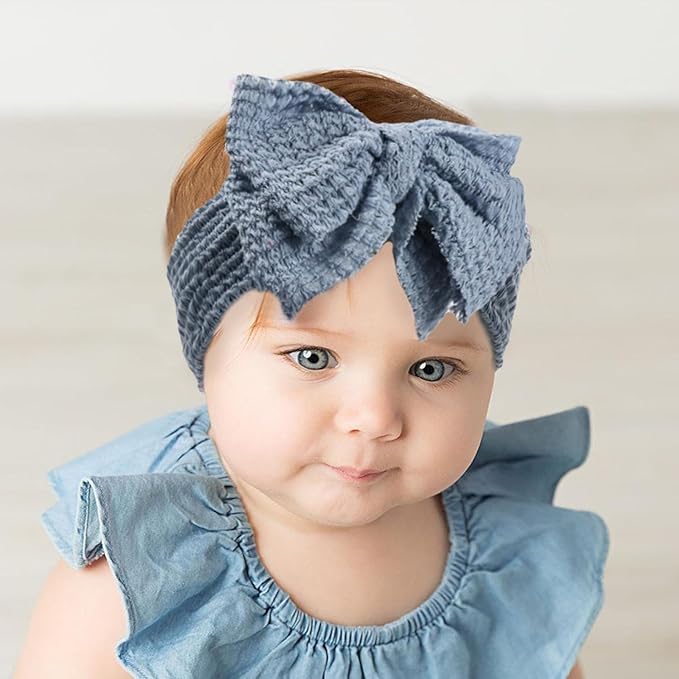 JIAHANG Baby Waffle Knitting Hair Bow Turban Knotted Head Wraps, Hair Bows Headbands for Infant Toddler Girls