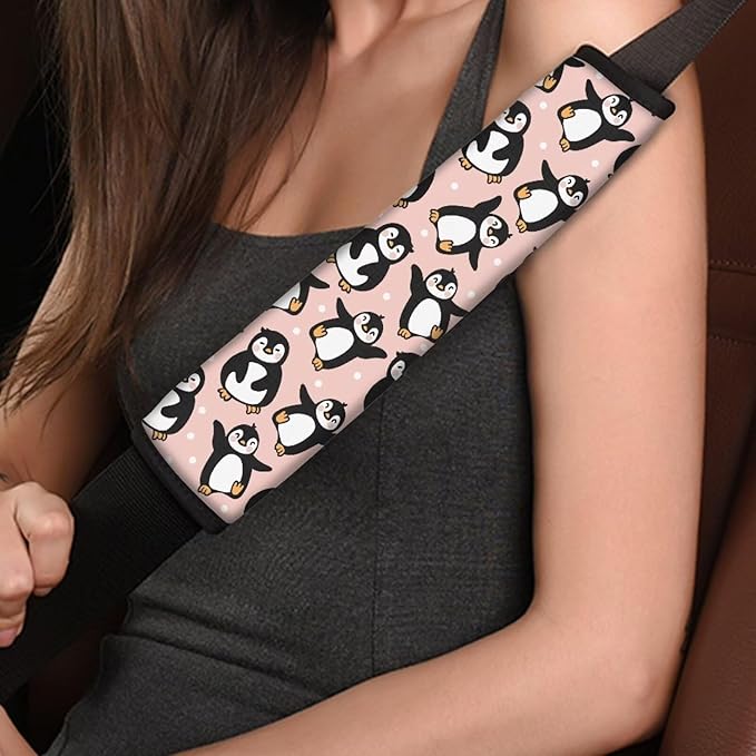 Car Seat Shoulder Strap Pads Seat Belt Pad Neck Protector Penguin Carseat Straps Covers Car Interior Accessories Penguin Car Seat Belt Shoulder Protector Seatbelt Strap Cover Seat Belt Pad
