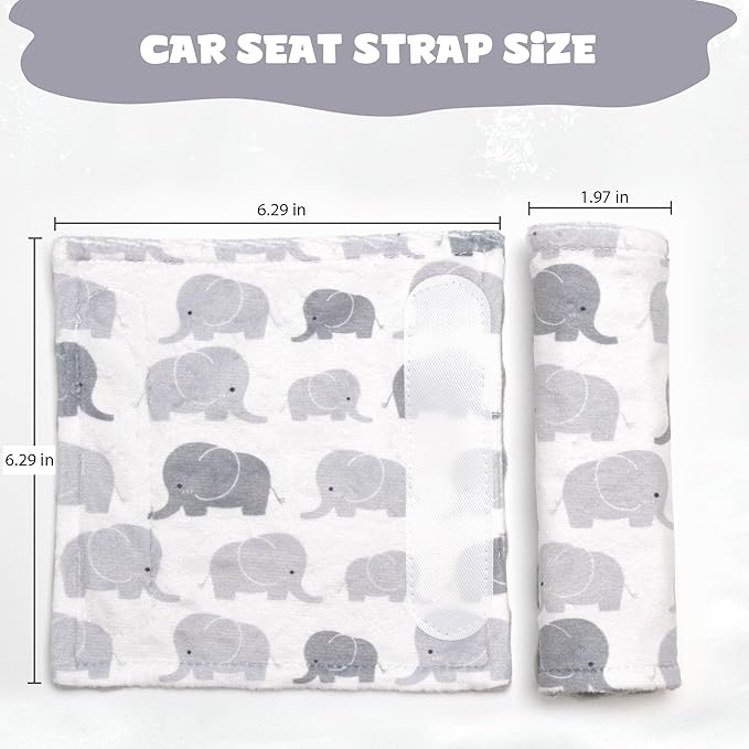 Car Seat Strap Covers for Babies Soft Car Seat Belt Covers, Mink Car Seat Straps Shoulder Pads for Boys and Girls, Grey