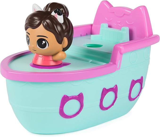 DreamWorks GABBY'S Dollhouse Gabby & SS Mercat Bath Set, Floating Toddler Bath Toys with Cruise Ship & Squirter, Kids Toys for Girls & Boys Ages 3+