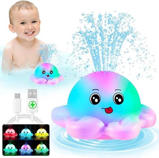 Gigilli Octopus Bath Toys, Easter Basket Stuffers Baby Bath Toys for Kids Ages 1-3, Baby Girl Light Up Bath Toy Sprinkler 6-12-18 Months Toddler Bath Fountain Toy Infant Birthday 1 2 3 Gifts