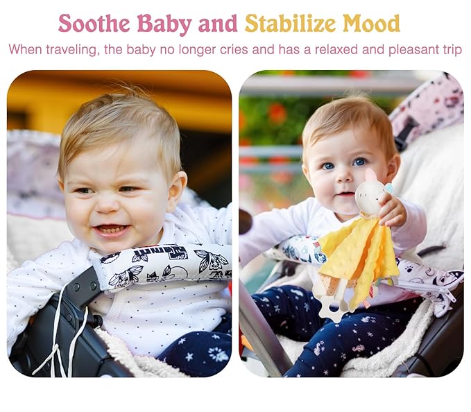 Zooawa Loveys for Babies, Security Blanket Soft Stuffed Animal Lovey Unisex Lovie Baby Stuff Snuggle Blanket with Tags Teether Bells, Soothing Plush Toys Baby Gift for Newborn, Yellow Unicorn