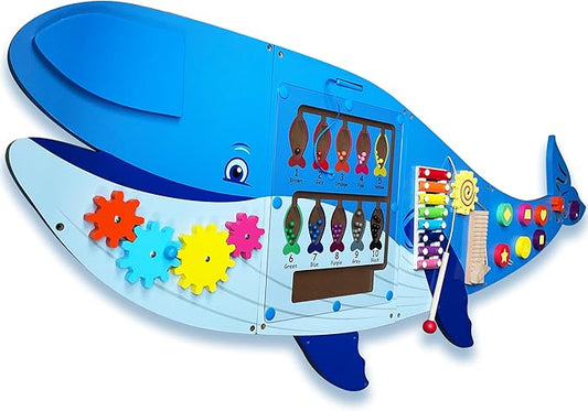 Molcey Sensory Wall Panel for Kids, Includes Removable Theme Stickers, Large Busy Board Wall Mounted Activity Board for Toddlers 1-3, Montessori Wall Toys Interactive Play Panel for Babies Ages 3-5
