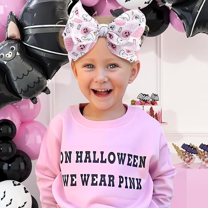 YanJie Halloween Baby Headbands Bow Ghost Hair Bow Baby Pink Halloween Bow baby White Halloween Bows Newborn Bows Infant Halloween Hair Accessorie