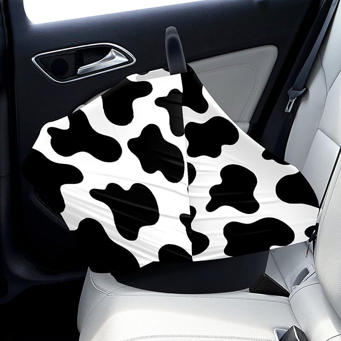 Baby Car Seat Stroller Covers Black Cow Spot Print Nursing Cover Breastfeeding Scarf Soft Breathable Stretchy Coverage Carseat Canopy Cover for Boys and Girls Soft Breathable Multi Use