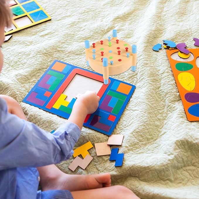 BESPORTBLE Montessori Hammer for Realistic Pounding Game with Multicolor Pegboard Fine Motor Skill Development Hand-Eye Coordination Early Learning Activity