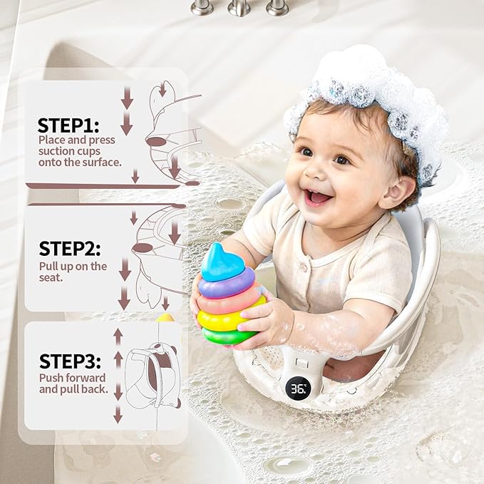 Baby Bath seat for Babies Sitting up Infant Bath tub Portable sit up Seats Bathing Chair Newborn Essentials Toddler Must Haves 0-12 Months Bathtub Sink Bather Sitting Shower Support Travel Ring