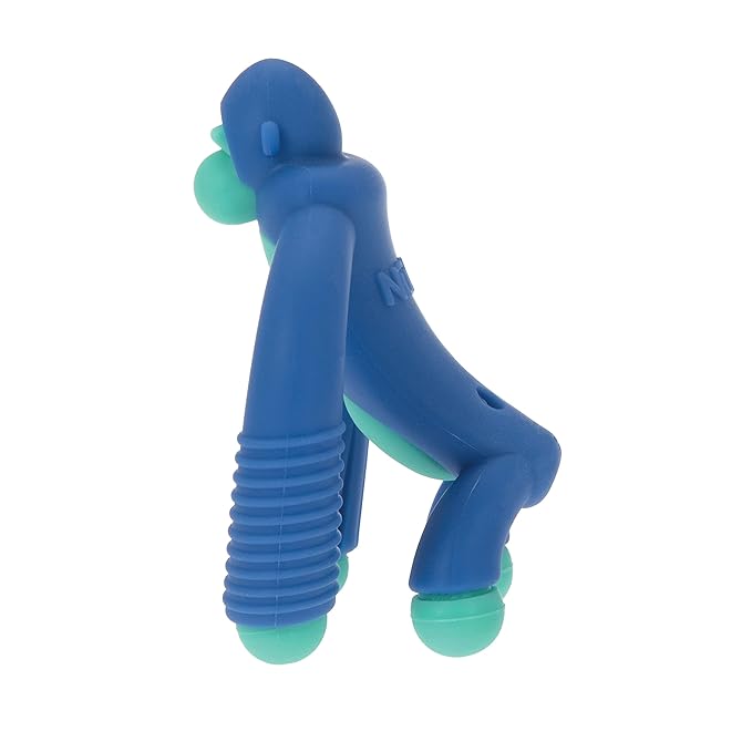 Nuby Geo Zoos Massaging Teether - Baby Teething Toy - Soft Easy Grip - 3+ Months - Blue Gorilla - Easter Basket Stuffer