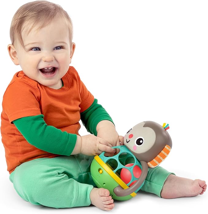 Bright Starts Giggle & Rattle Gift Set - Musical & Sensory Baby Toys 2-Pack, Elephant & Monkey, Unisex, Newborn+