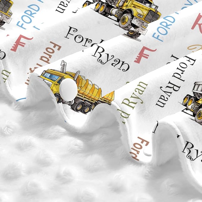Custom Baby Car Seat Canopy Personalized Car Seat Covers with Name for Baby Boys Girls Customized Construction Truck Nursing Breastfeeding Cover Infant Carseat Canopies Newborn Baby Blanket