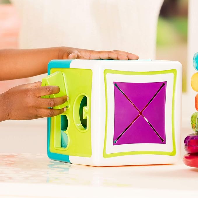Battat – Shapes, Numbers & Letters – Toddler Sorting Activity Cube – Dexterity Toy – Bead Maze – 2+ Years – Shape Sorter Cube