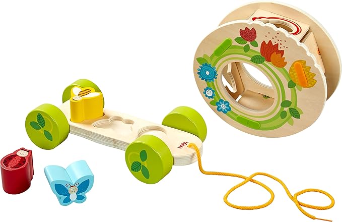 HABA Flower Meadow Pull Wooden Toy Pull Along Toy for Children from 1 Year