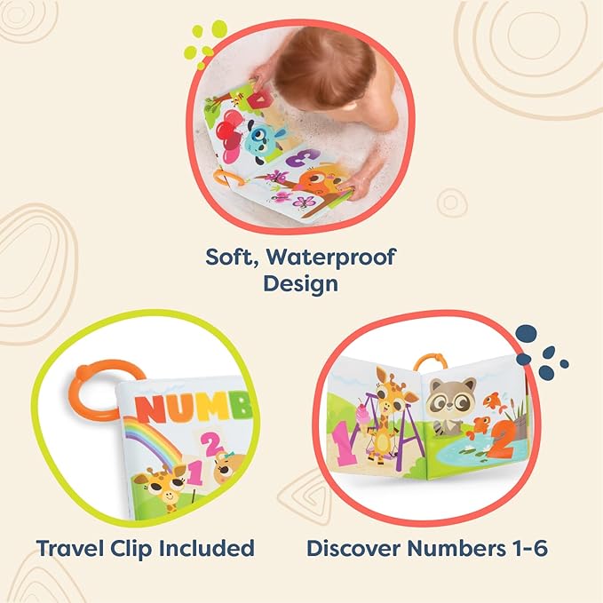B. toys – Baby Bath Book – Educational Book for Babies – Book About Numbers – Waterproof Bathtub Toys – 6+ Months – Tub Time Books – Numbers
