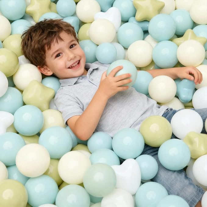 GOGOSO Ball Pit Balls,Plastics Balls for Ball Pit, Stars Hearts Shape for PastelBall for Toddlers Kids