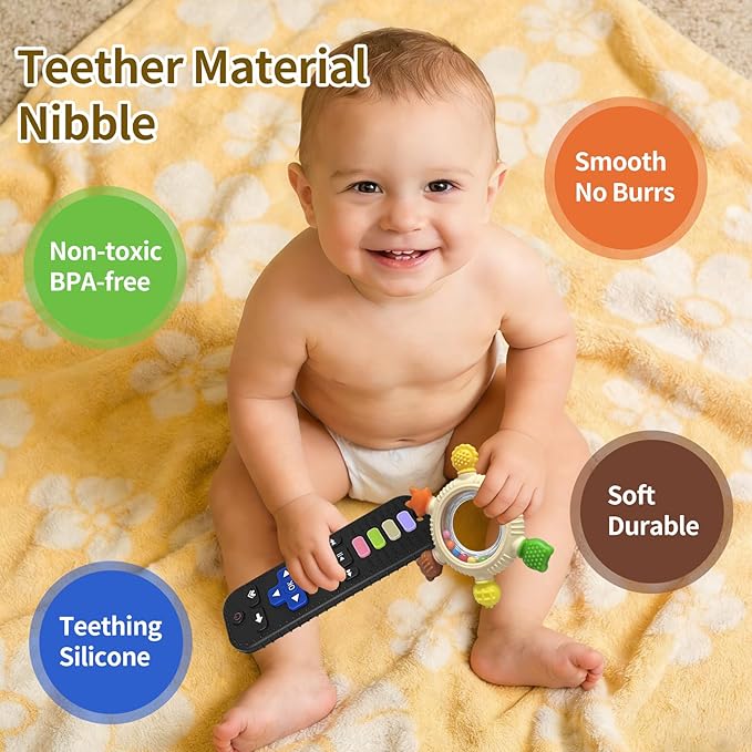 Easter Baby Teething Toys for Baby,Silicone Teether with Baby Rattle Teether &Baby Remote Control Teether,BPA Free,Relief Chew Sensory Toys Baby Chew Toys Soft for Chewing or Easter Gifts,0-24 Months