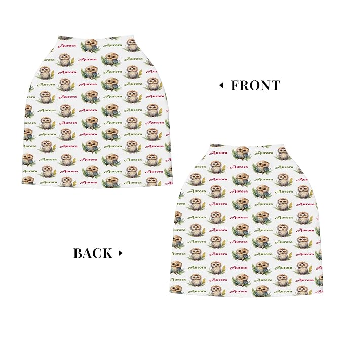 Personalized Baby Car Seat Covers for Babies, Custom Owl Nursing Breastfeeding Carseat Canopy with Name, Infant Stroller Covers for Newborn Girls Boys, Breathable Carseat Cover