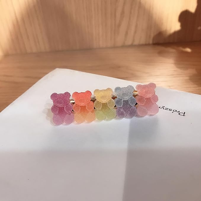 2Pcs Colorful Hair Clips Barrettes Gummy Bear Shaped Mixed Colored Cute Hair Pins Hair Accessories Sugar，Clips and Barrettes