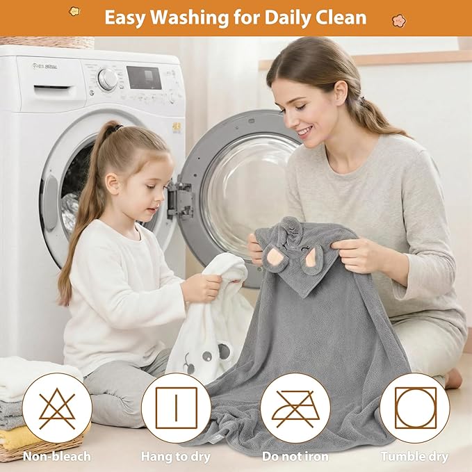 CandyHome 9 PCS Baby Bath Towels for Infants Toddlers, 3 PCS Animal Hooded Baby Towels & 6 PCS Washcloths Set, Ultra Absorbent Soft Cute Newborn Bath Essentials Gifts for Boys & Girls