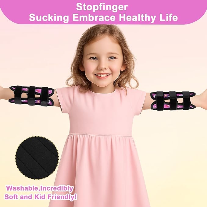 2 Pcs Thumb Sucking Deterrent, Purple Astronaut Elbow Thumb Guard for Thumb Sucking, Nail Biting Treatment for Kids Prevention Anti Nose Picking for Boys Girls Finger Sucking Prevention