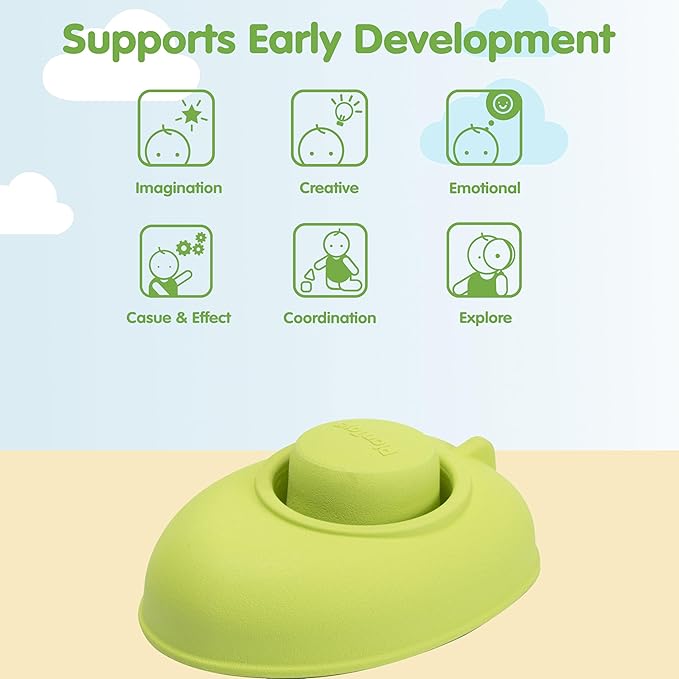 PlanToys® Pastel Green Rubber Convertible Boat | Montessori Water & Sensory Play Toy for Cause & Effect, Imagination & Exploration | Eco-Friendly Floating Bath Toy