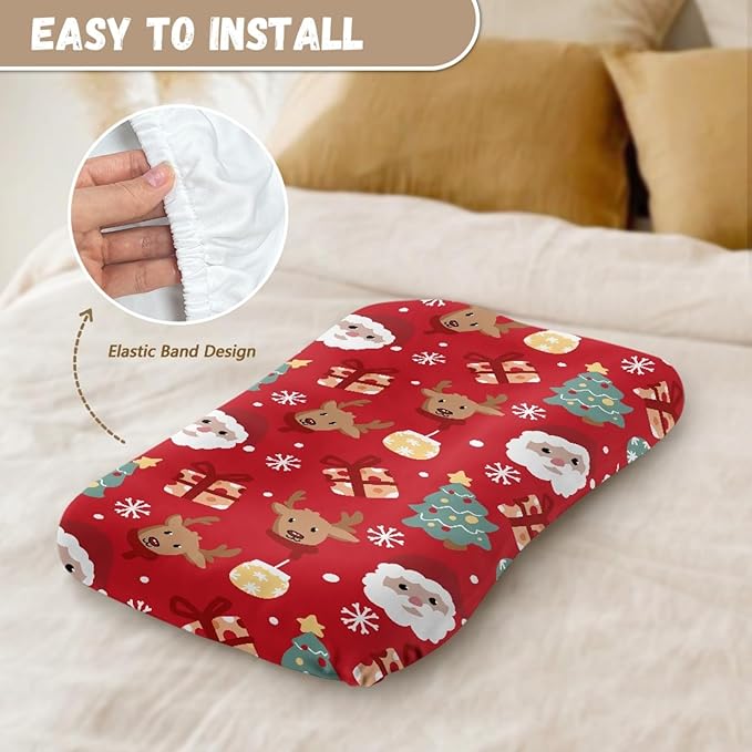 Santa Claus Reindeer Baby Lounger Cover Soft & Breathable Newborn Nest Backup Cover for Baby Girls Portable Infant Lounger Protector, Christmas