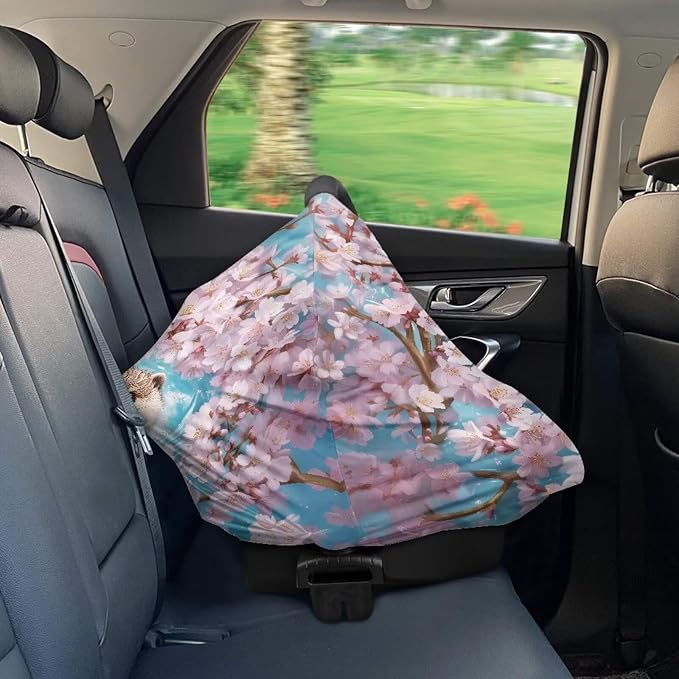 GIFTPUZZ Otter Stretchy Car Seat Cover for Babies, Elastic Nursing Cover Breastfeeding Cover, Soft Breathable Infant Carseat Canopy, Shopping Cart/High Chair/Stroller Covers