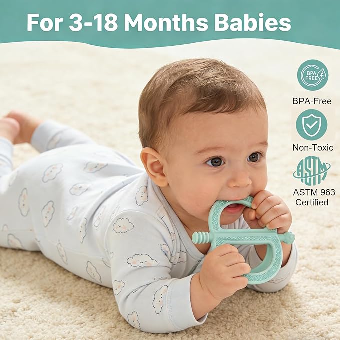 YAPROMO Silicone Teether Toys for 0-36 Months Babies, Teether Tubes for Teething Pain Relief - Anti-Choking Straw Tube Design, Sensory Teething Toys for Infants & Toddlers