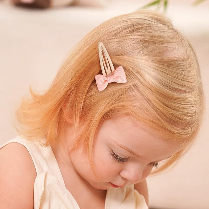 20PCS Hair Bows Clips for Toddler Girls, 2 Inch Grosgrain Ribbon Non Slip Metal Colorful Snap Hair Bows Barrettes for baby Women Girls Toddler Kids Teens (10 Colors)