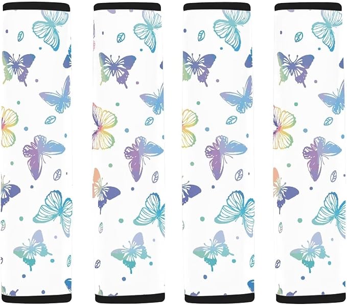 Butterfly Seatbelt Cover Purple Strap Padding 4 Piece Women's Car Seat Belt Cover Seat Belt Pads Soft Comfortable Seat Belt Shoulder Belt Cover Car Accessories Decoration