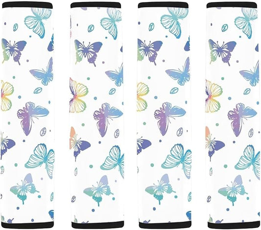 Butterfly Seatbelt Cover Purple Strap Padding 4 Piece Women's Car Seat Belt Cover Seat Belt Pads Soft Comfortable Seat Belt Shoulder Belt Cover Car Accessories Decoration