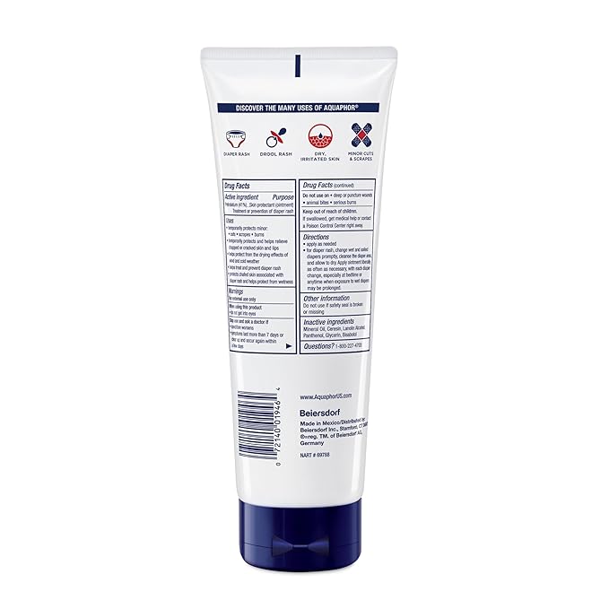 Aquaphor Baby Healing Ointment Advanced Therapy Skin Protectant, Dry Skin and Diaper Rash Ointment, 7 Oz Tube