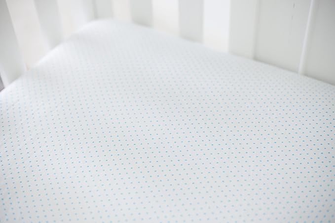 SheetWorld Baby Fitted Bassinet Sheet Fits Nuna Mixx 12 x 29 inches, 100% Cotton Jersey Hypoallergenic Sheet, Unisex Boy Girl, Blue Pindot, Made in USA