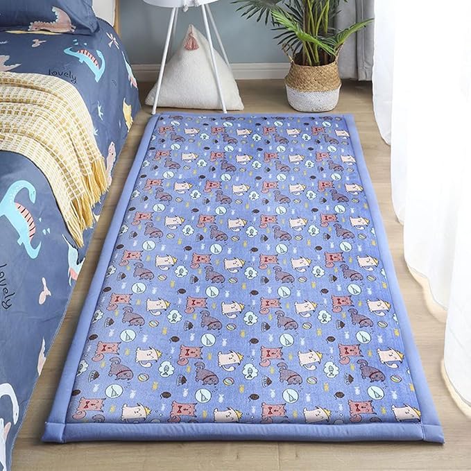 Play Crawling mat for Nursery Baby, Extra Soft Activity Floor Mat for Kids Playroom Bedroom- Happy Kitten on Purple and Blue background-180 * 200cm