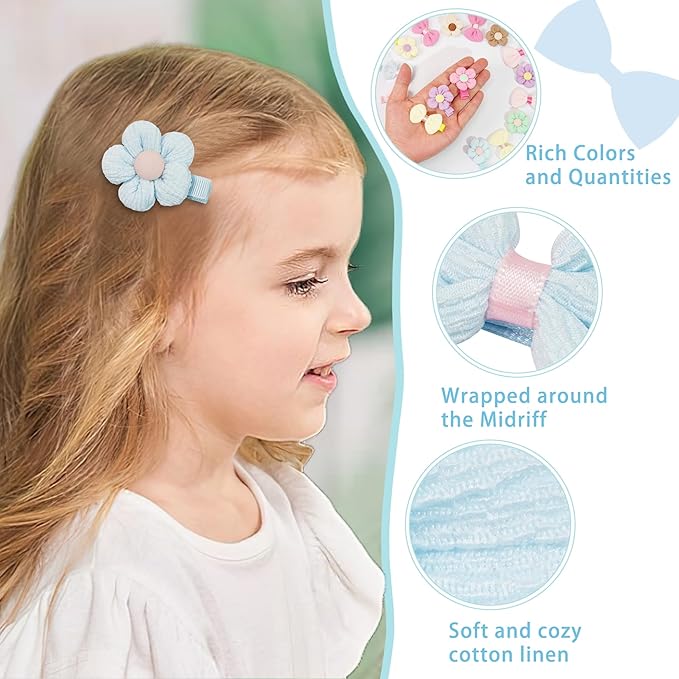 24Pcs Toddle Flower Hair Clips for Girls Baby Hair Clips Cute Floral Infant Candy Bow Non Slip Little Girls Hair Accessories for Thick Hair