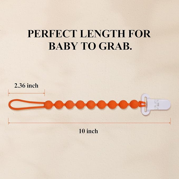 4 Pcs Brown Baby Silicone Teething Pacifier Clip,One-piece Design,Round Shape,Textured Surface,BPA Free.