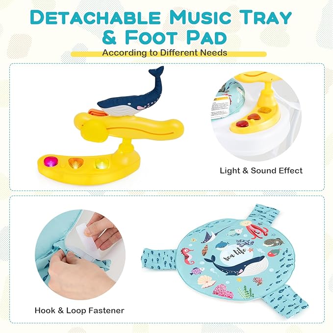 BABY JOY Baby Jumpers and Bouncers, Infant Activity Center with Music Lights Sounds, 360° Rotating Seat and 3 Adjustable Heights, Baby Play and Learning Center for 6-12 Months