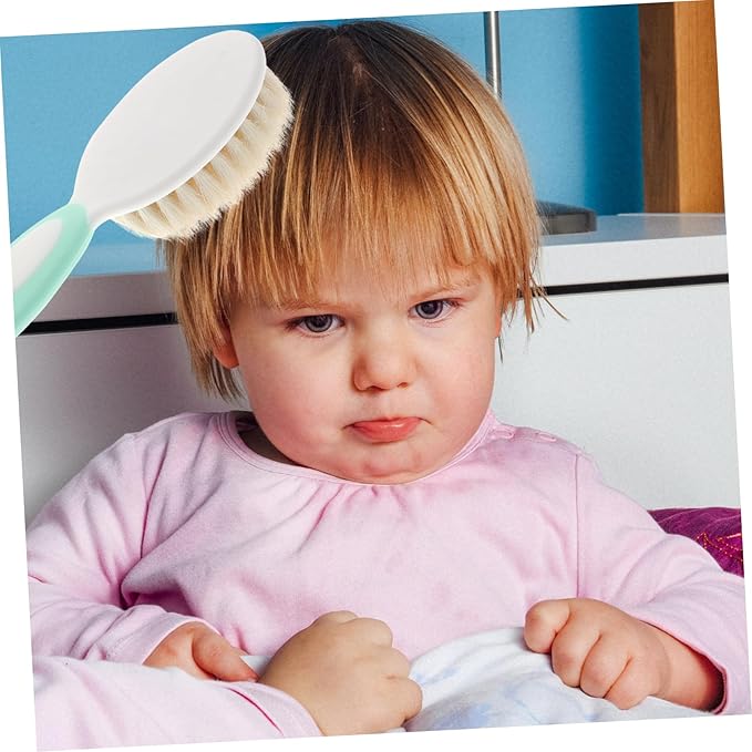 Infant Hair Brush Baby Hair Brush 1 Set of Baby Hair Brush and Comb, Natural Goat Bristles for Newborns and Toddlers- Blue Infant Hair Brush Infant Hair Brush Cradle Cap Brush