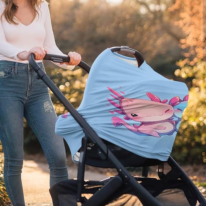 Biyejit Cute Axolotls Nursing Cover, Car Seat Cover, Shopping Cart Cover & Infinity Scarf – Breathable, Multi-Use Nursing Cover Up for Breastfeeding, Carseat Canopy & Stroller Cover