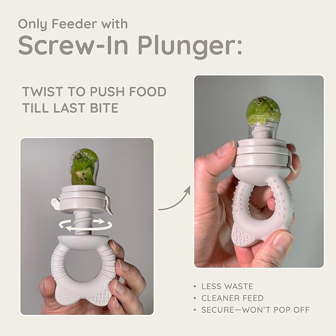 Baby Fruit Feeder & Popsicle Molds Set – Baby Food Feeder Nibbler, Breastmilk Popsicle Molds, Grip Handle, Safety Strap & Cleaning Brush – Feeding Essentials 6–12 Months – Grey