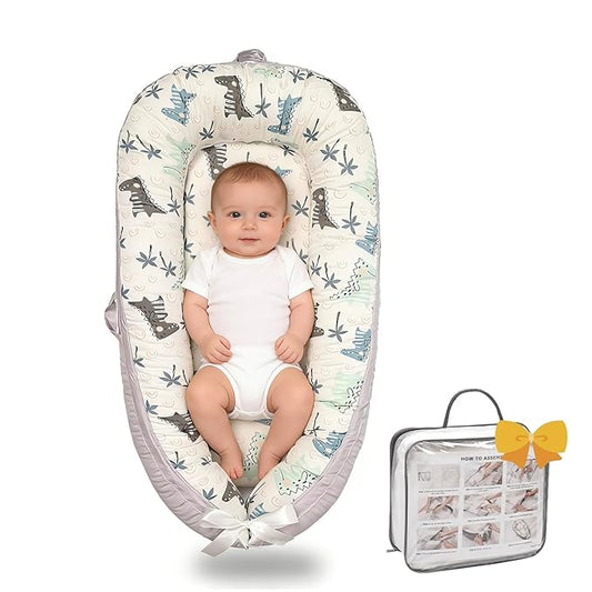 Infant Support Cushion-Breathable and Soft Organic 100% Cotton, Portable Tummy Time Mat with Removable Support Cushion Cover, Floor Baby Support Cushion for Newborn - Dinosaur World