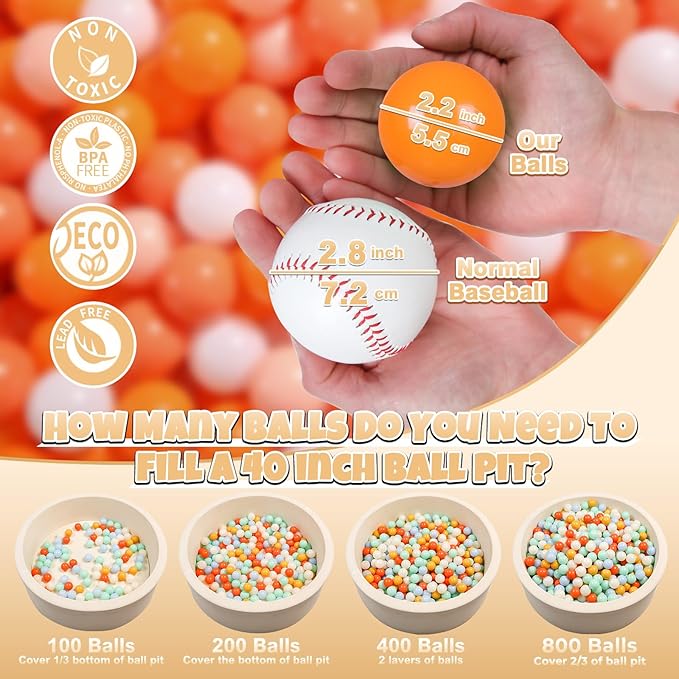GOGOSO Ball Pit Balls for Toddlers Dogs Baby Boys Girls 2.2Inch Plasticball Toys for Kid Play Tent Birthday Slides Party Decor 50 100 170 200 500 1000