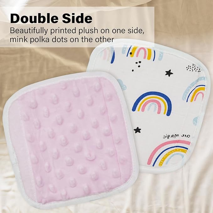 Baby Strap Cover for Children, 2 Pcs Infant Car Seat Belt Cover Pad, Neck Pad Protector for Kids Newborn Toddlers (Pink Rainbow)